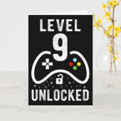 Level 9 Unlocked Video Game 9th Birthday Gift  Kaart (Gele Bloem)