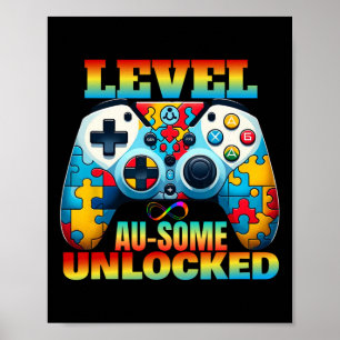 Level AU-some Unlocked Video Game Controller Autis Poster