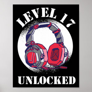 Level Ontgrendeld Jongens 17e Verjaardag Gamer Poster