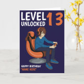 Level Unlocked Gamer Boy Birthday Kaart (Gele Bloem)