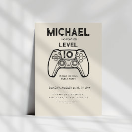 level up 10 Video Game Birthday Party Invitation Kaart