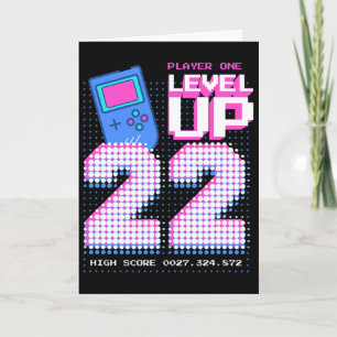 Level Up 22e Verjaardagsshirt Grappige Videogamer Kaart