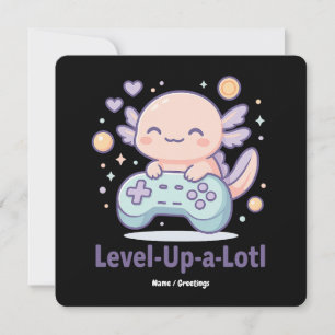Level-Up-a-Lotl Schattig Axolotl Gamer Kawaii Knus Kaart