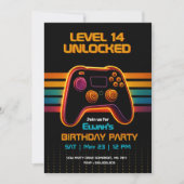 Level Up Gamer Birthday Invitation – Neon Game (Devant)