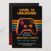 Level Up Gamer Birthday Invitation – Neon Game (Devant / Derrière)
