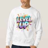 Level Up – Gradient Power Burst-typografie Trui (Voorkant)