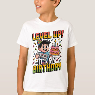 Level Up Het is mijn verjaardag Nostalgische carto T-shirt