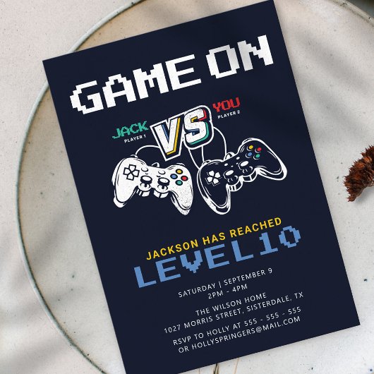 Level Up Kleurrijke Gamer Boys Videospel Verjaarda Kaart