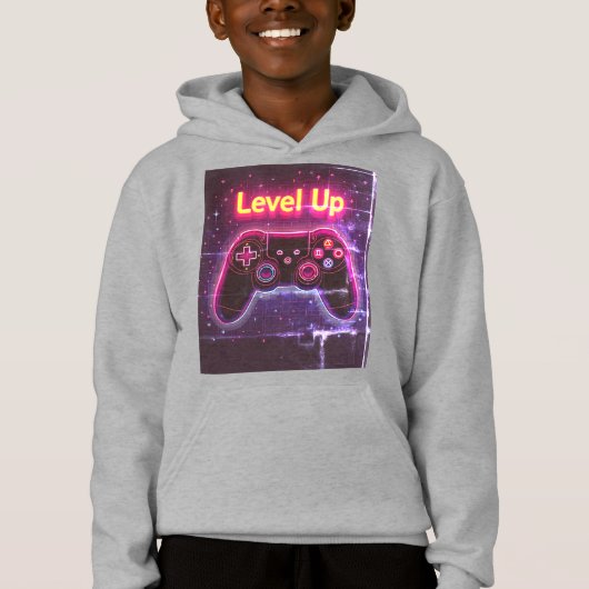 Level Up Neon Gamer Controller – Retro Pixel Art T (Voorkant)