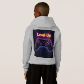 Level Up Neon Gamer Controller – Retro Pixel Art T (Achterkant volledig)