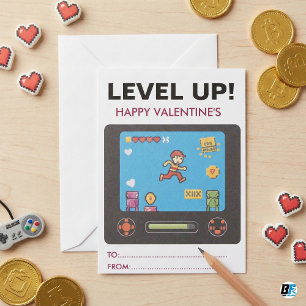 Level Up Retro Videospel Pixel Art Jongens Klaslok Notitiekaartje