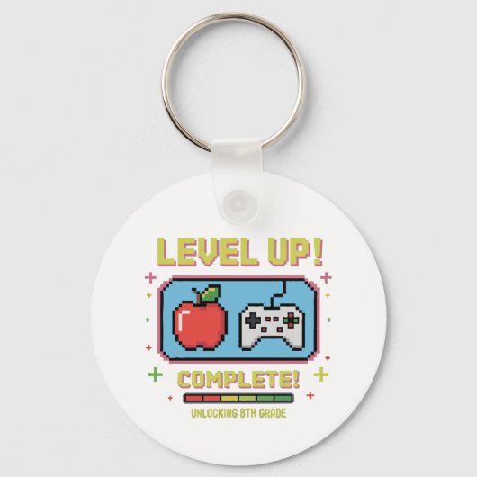 Level Up to 8th Grade Unlocked | Funny Gamer  Sleutelhanger (Achterkant)