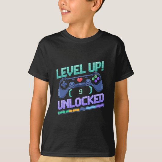 Level Up Unlocked Gaming Trend Kinder T-shirt (Voorkant)