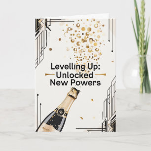 Level Up Verjaardag Grappige Gamer Champagne Kaart