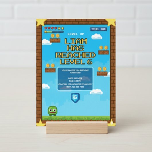 Level Up Video Game Birthday Party Invitation