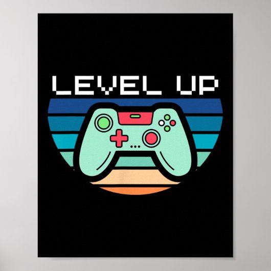 Level Up Videogame Controller Poster (Voorkant)
