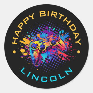 Level-up videogamecontroller ronde sticker