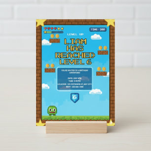 Level Up Videospel Verjaardagsfeest Uitnodiging