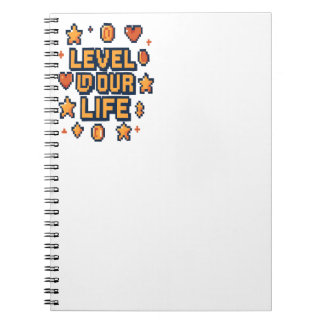 "Level Up Your Life" – Pixel Art Motivatie Desi Notitieboek