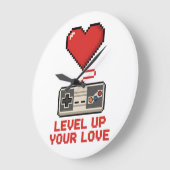 Level Up Your Love, Retro Pixel Gaming Design Grote Klok (Hoek)