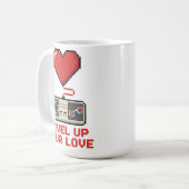 Level Up Your Love, Retro Pixel Gaming Design Koffiemok (Voorkant links)