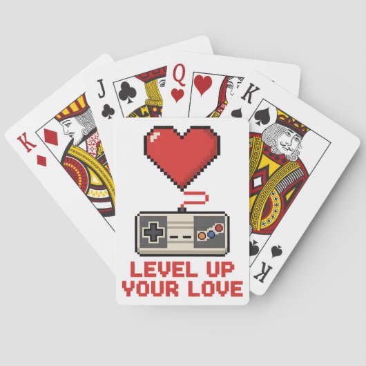 Level Up Your Love, Retro Pixel Gaming Design Pokerkaarten (Achterkant)