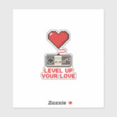 Level Up Your Love, Retro Pixel Gaming Design Sticker (Vel)