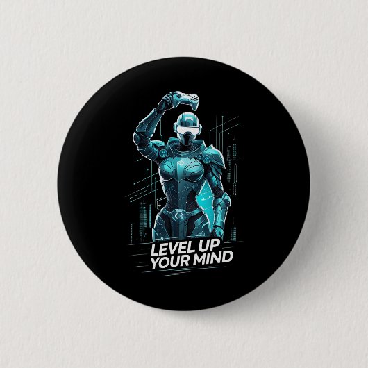 Level Up Your Mind Ai Gamer  Ronde Button 5,7 Cm (Voorkant)