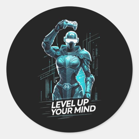 Level Up Your Mind Ai Gamer  Ronde Sticker (Voorkant)