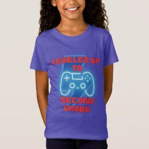 Leveled tot tweede klas gamer terug naar school t-shirt