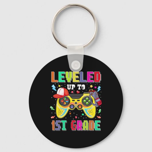 Leveled Up To 1st Grade Gamer First Day Boys Ck To Sleutelhanger (Voorkant)