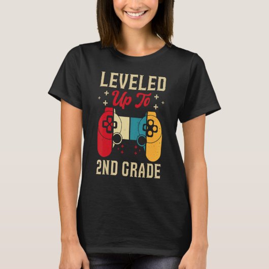 Leveled Up To 2nd Grade Gamer Back To School First T-shirt (Voorkant)