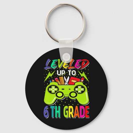 Leveled Up To 6th Grade Gamer Ck To School First D Sleutelhanger (Voorkant)