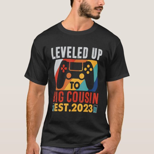 Leveled Up To Big Cousin 2023 Gaming Pregnancy Ann T-shirt (Voorkant)