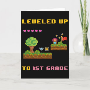 Leveling Up 1st Grade Ck T-shirt Voor School Grapp Kaart