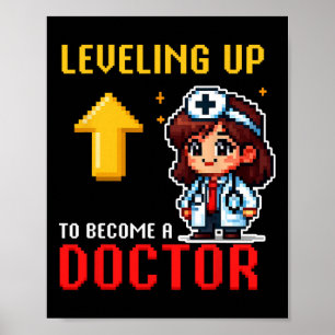Leveling Up Dokter Ck Naar School Grappige Gamer M Poster