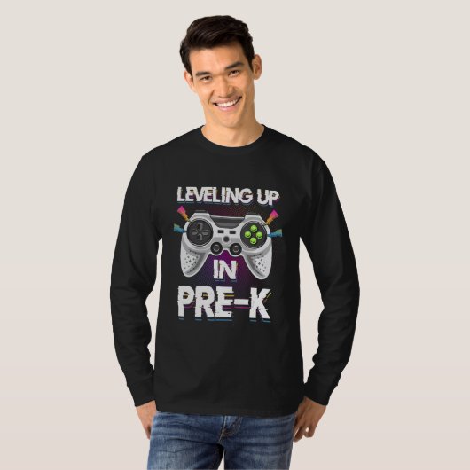 Leveling Up In Pre k Video Gaming Tees Students Bo (Voorkant volledig)