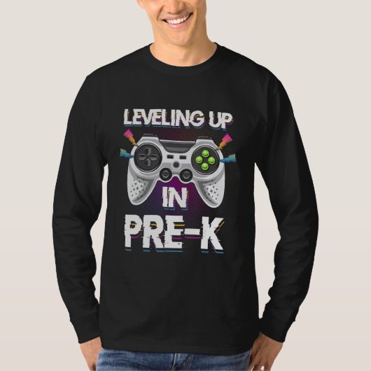 Leveling Up In Pre k Video Gaming Tees Students Bo (Voorkant)