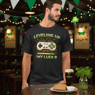 Leveling Up My Luck Funny St. Patrick’s Day Gamer T-shirt