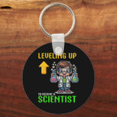 Leveling Up Scientist Ck To School Funny Gamer Boy Sleutelhanger (Voorkant)