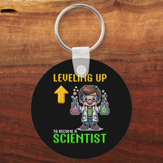 Leveling Up Scientist Ck To School Funny Gamer Boy Sleutelhanger (Voorkant)