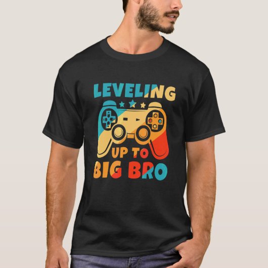 Leveling Up To Big Bro New Brother  Gamer T-shirt (Voorkant)