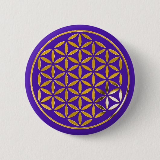 Leven 1 - goudstempel | violet ronde button 5,7 cm (Voorkant)