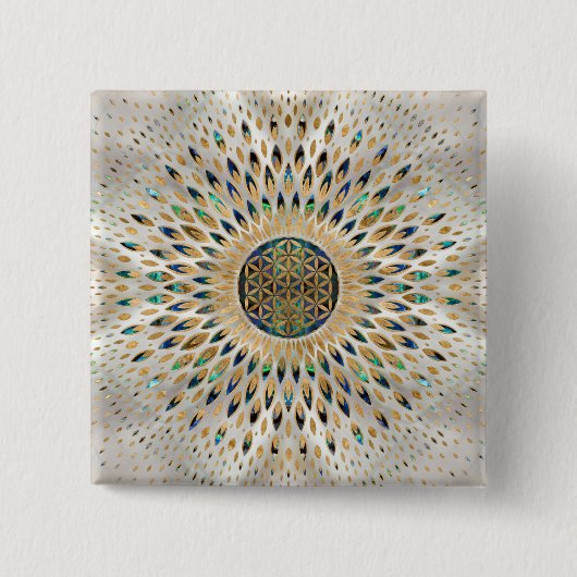 Leven - Abalone Shell en Pearl Vierkante Button 5,1 Cm (Voorkant)