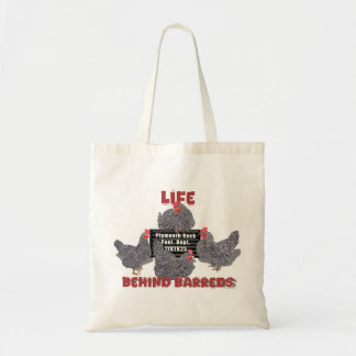 Leven Achter Tralies (Gestreepte Plymouth Rock Hen Tote Bag