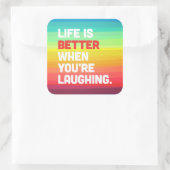 Leven als je lacht. vierkante sticker (Tas)