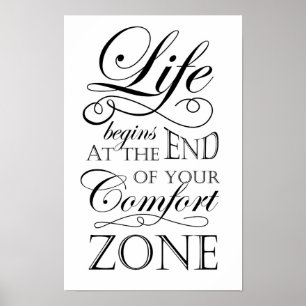 Leven begint aan het einde van je comfortzone cita poster