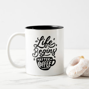 Leven Begint Na Koffie, Tweekleurige Koffiemok