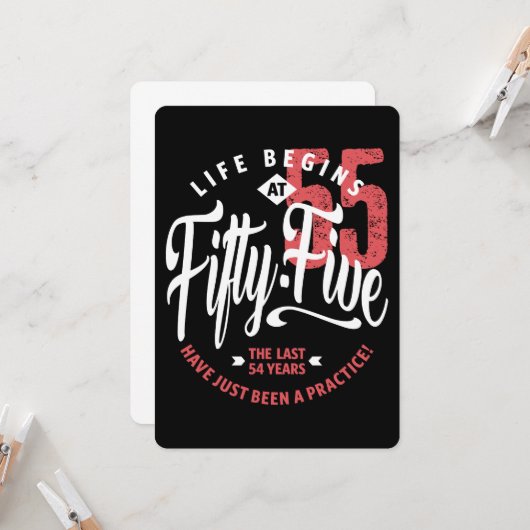 Leven begint op 55 | 55ste verjaardag kaart (Voorkant / Achterkant in situ)