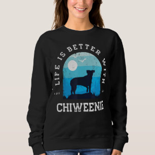 Leven Beter Chiweenie Vintage Blauwe Hond Moeder V Trui